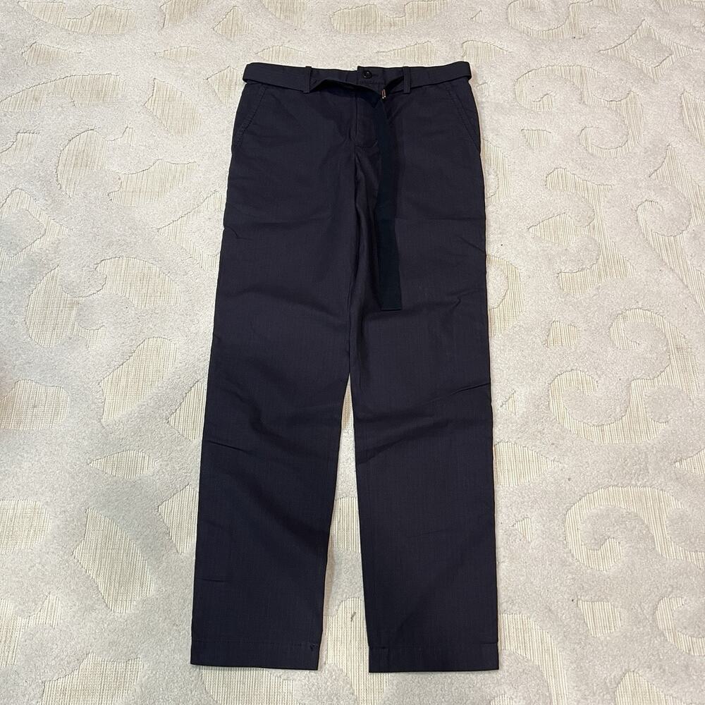 Sacai Belted Hemp Cotton Pants Mens Medium 2 Navy Blue Japanese Trousers